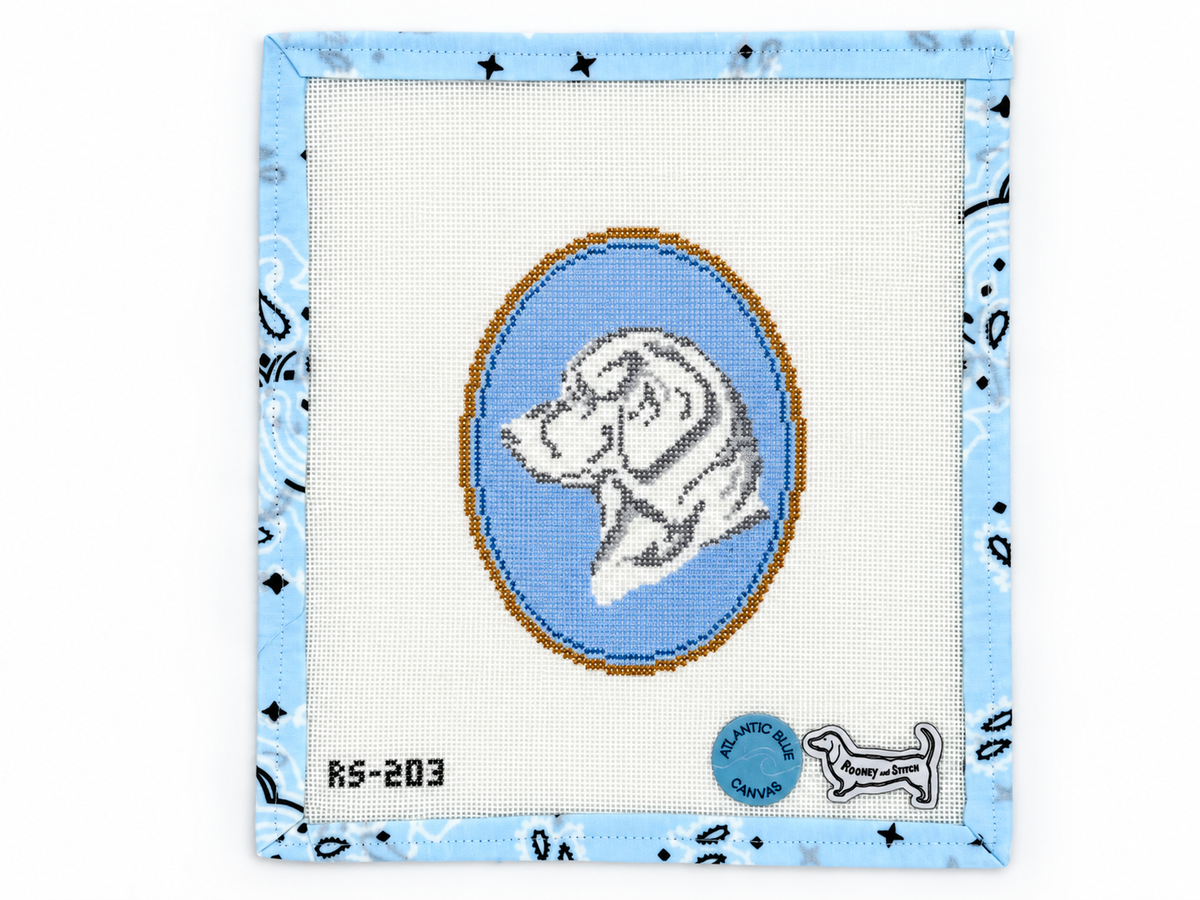Shop Cameo Labrador Retriever by Atlantic Blue Canvas at Fair Isle Needleworks. A 3 x 5-inch needlepoint design on 18 mesh. Threads not included.