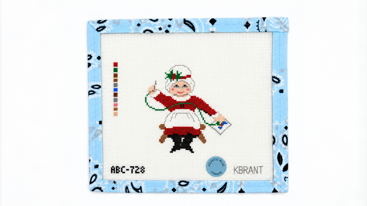 Shop Needlepointing Mrs. Claus by Atlantic Blue Canvas, a 4 x 4-inch Christmas needlepoint design on 18 mesh. Canvas only; threads not included.