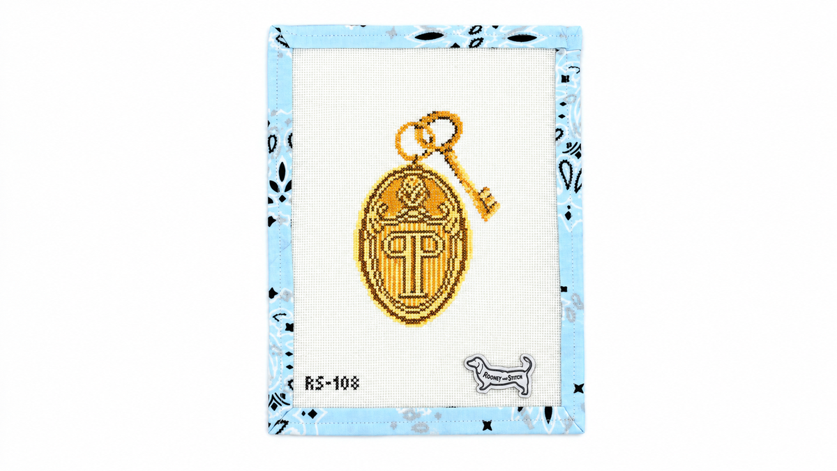 Shop Plaza New York Key by Atlantic Blue Canvas, a 5" x 3.25" Plaza Hotel key needlepoint canvas on 18 mesh. Threads not included.
