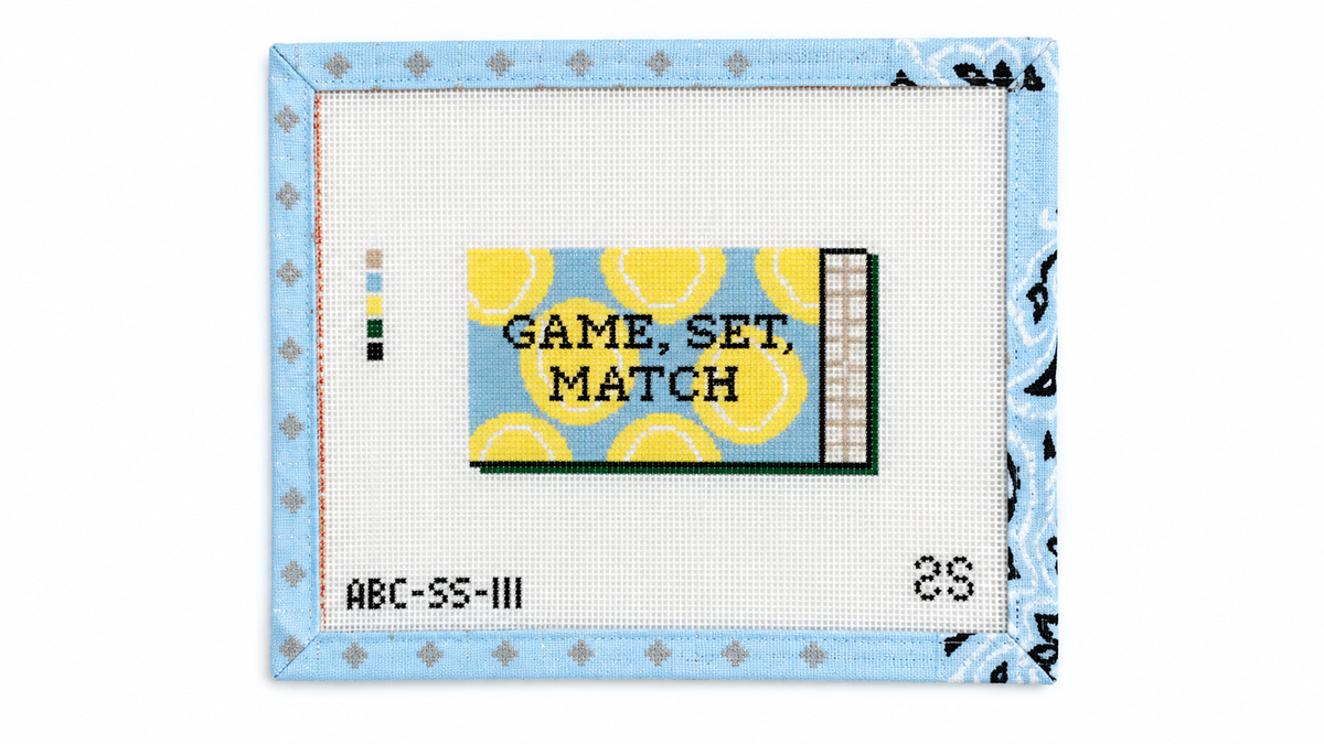 Shop Game Set Match Matchbook by Atlantic Blue Canvas x Spruce Street. A 5 x 2.5-inch needlepoint design on 18 mesh. Threads not included.