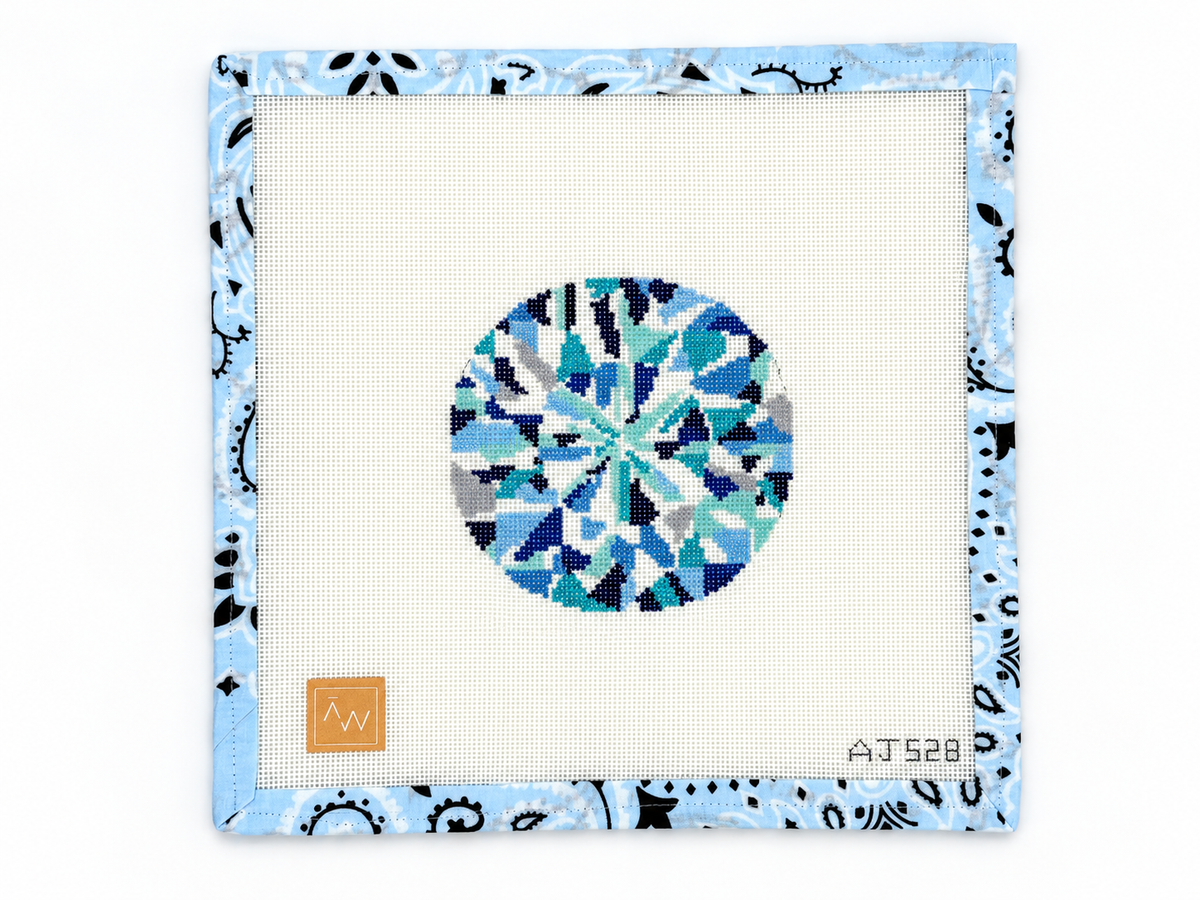 Shop Diamond by Audrey Wu at Fair Isle Needleworks. A 4-inch round needlepoint canvas on 18 mesh. Threads not included; canvas is not pre-stitched.