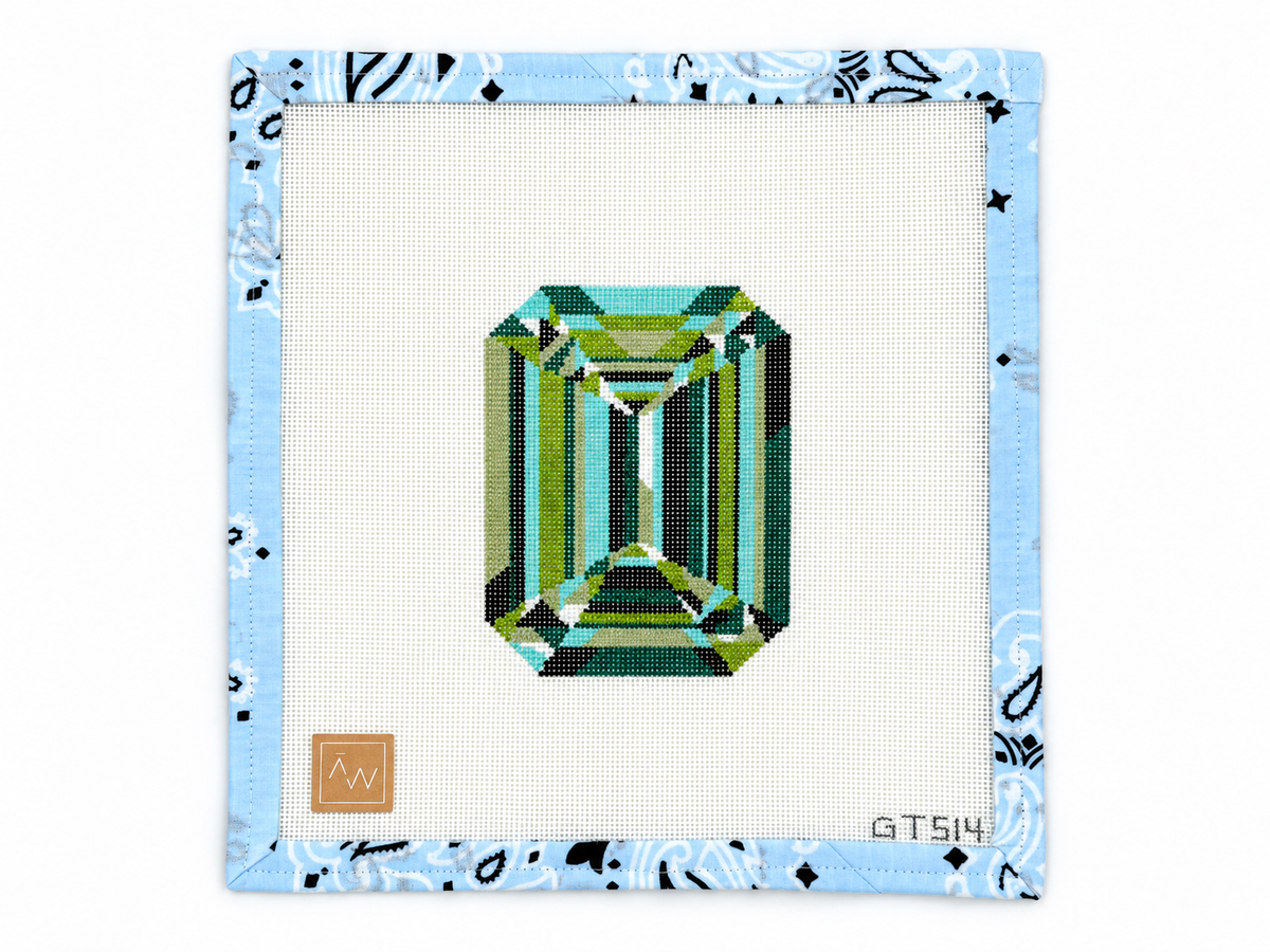 Shop Emerald by Audrey Wu at Fair Isle Needleworks. An 18 mesh needlepoint canvas with an approximately 4.5 x 3.5-inch design. Threads not included.