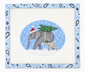 Stitch CBK's Elephants Bringing Home the Tree needlepoint ornament canvas. 18 mesh, 5 x 4 inches. Create a festive keepsake. Threads not included.