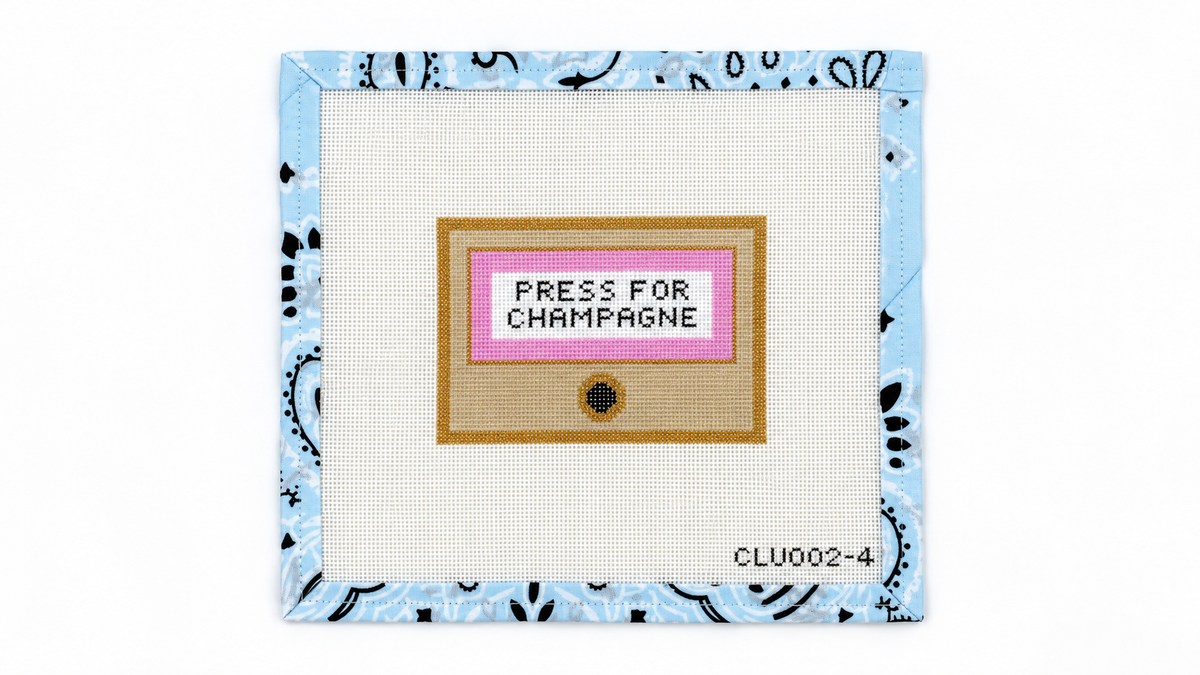 Shop Press for Champagne Mini by C'ate La Vie, a 4.5" x 3" needlepoint canvas on 18 mesh. Canvas only, threads not included. Fair Isle Needleworks.