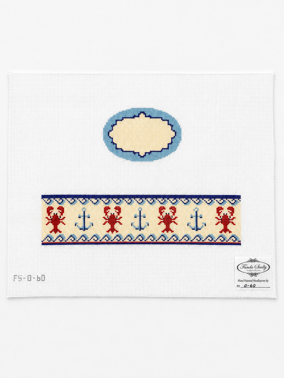 Shop the Funda Scully Lobster 18-mesh needlepoint canvas for a hinged box. Hand-painted artisan design, sold unthreaded. A coastal classic for stitchers.