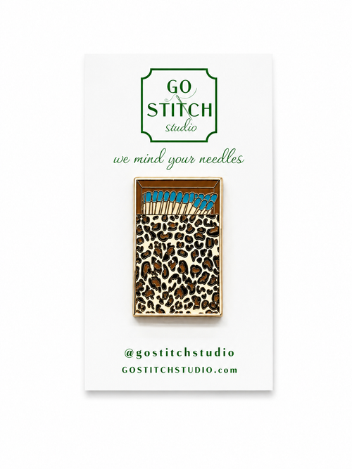Cheetah matchbox needleminder for needlepoint stitching | Fair Isle Needleworks