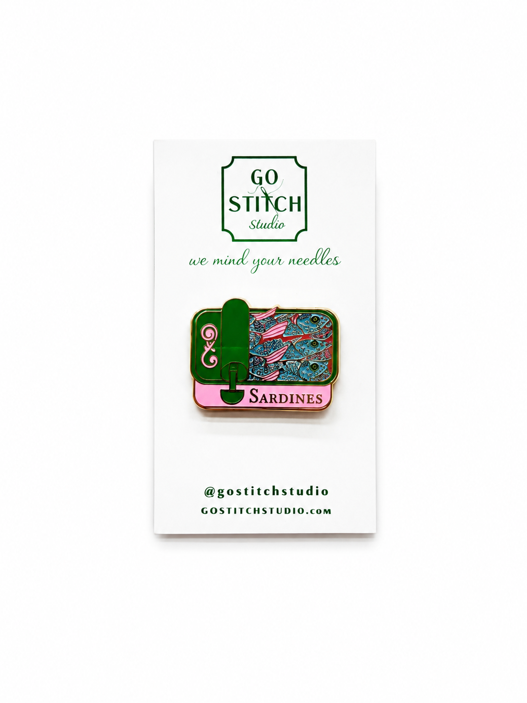 Pink and Green Sardine Can Needleminder
