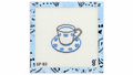 Shop Blue Bow Tea Cup by goodpoint, an 18 mesh needlepoint canvas with a 3.5" x 3.25" design on a 9" square canvas. Threads not included.