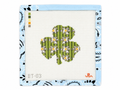 Feverfew Clover hand-painted needlepoint canvas by Good Point on 13 mesh. Design size: 4.5" x 4.25". Canvas only; threads not included.