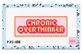 Hand-painted "Chronic Overthinker" needlepoint canvas by Poppy J Stitches. 13 mesh, 3x8" design. Threads not included. Shop premium quote canvases.