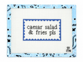 Caesar Salad & Fries needlepoint canvas by Ivy Thread Needlepoint, 18 mesh, 12" x 9" canvas with a 7" x 4" image. Threads sold separately.