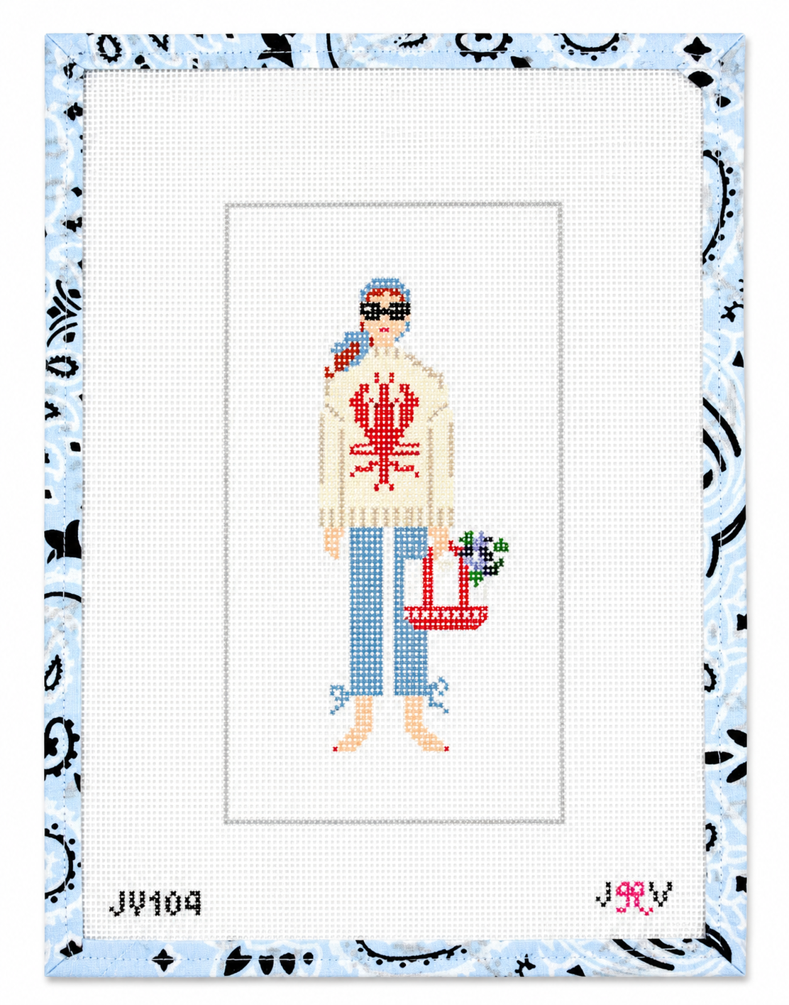 Lobster Sweater Pants Girl Needlepoint Canvas