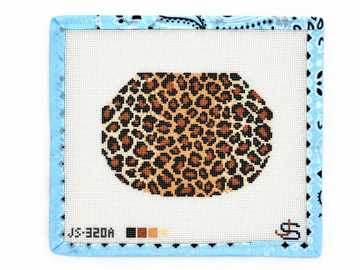 Shop Leopard Kiss Lock by Jeni Sandberg. A 13 mesh needlepoint canvas with an approximately 5.2 x 7-inch design. Threads not included.