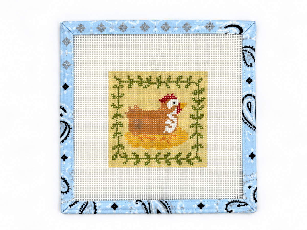 Shop Mary Engelbreit's Chicken Square needlepoint canvas from KCN Designers. A 4.5 x 4.5-inch design on 13 mesh. Threads not included.