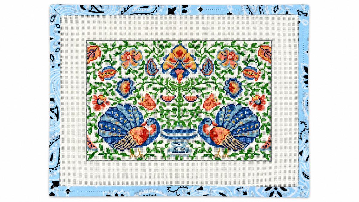 Shop Turkey Scrollwork by KCN Designers, a hand-painted 18 mesh needlepoint canvas with an 8.75" x 5.75" design. Threads not included.