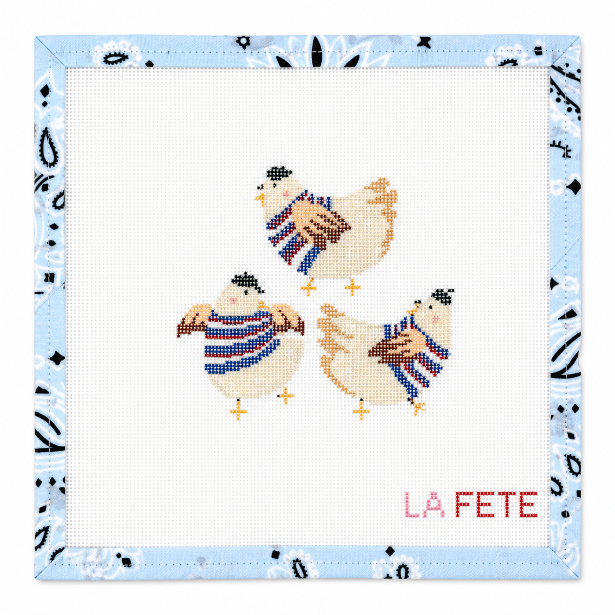 12 Days Of Christmas - Three French Hens Hand Painted Needlepoint Canvas