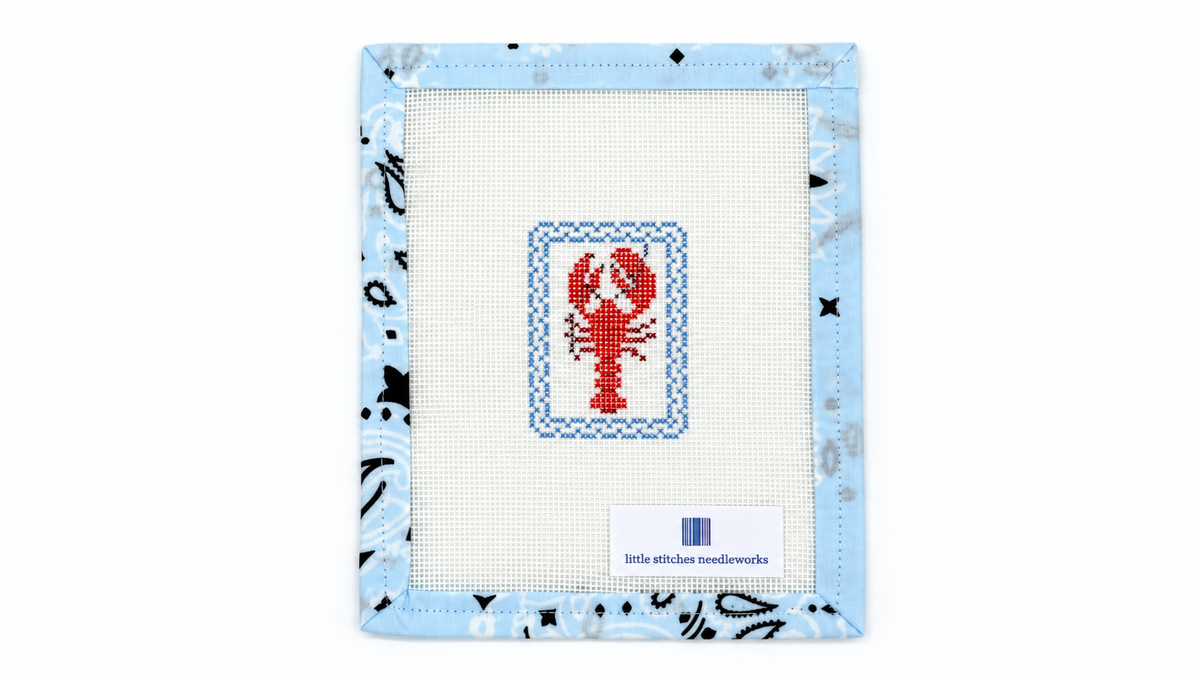 Shop Red Lobster Mini Patch by Little Stitches Needleworks, an 18 mesh needlepoint canvas. Unstitched; threads not included.
