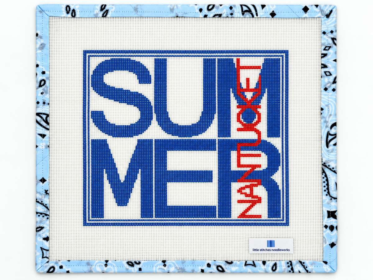 Stitch a Nantucket summer with this 13 mesh hand-painted needlepoint canvas by Little Stitches Needleworks. Design area approx. 10.2 x 9". Shop now.