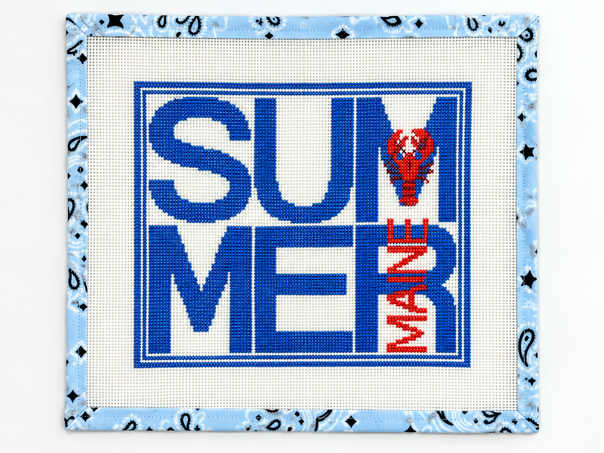 Stitch a Maine summer with this 13 mesh hand-painted needlepoint canvas by Little Stitches Needleworks. Design area approx. 10.2 x 9". Shop now.