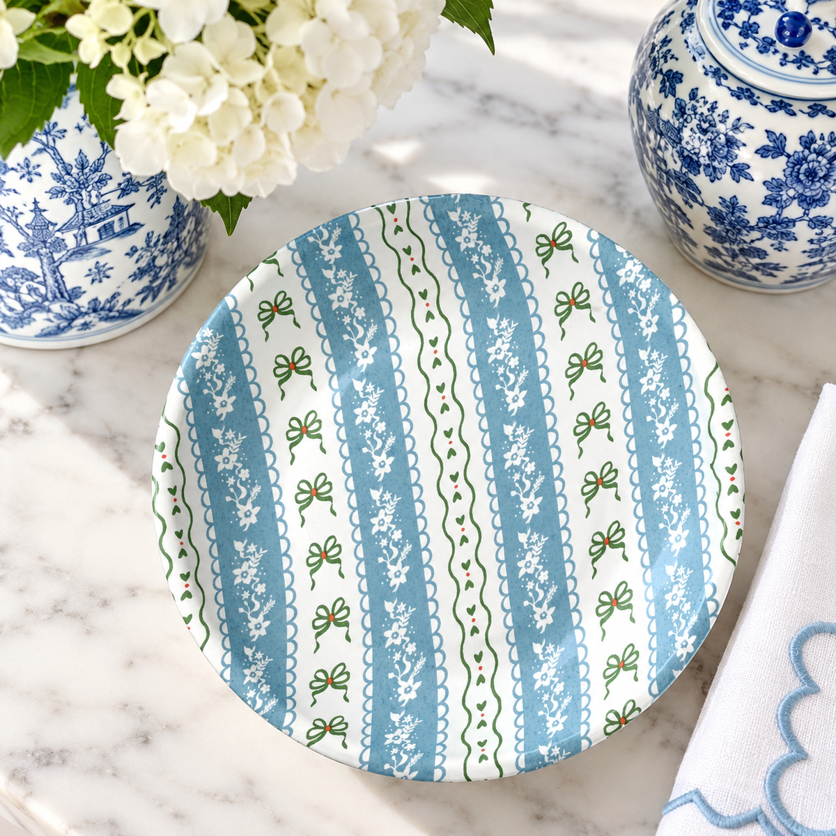 Keep thread scraps tidy with an ort bowl from Fair Isle Needleworks. A pretty side-table accessory for collecting leftover threads while you stitch.