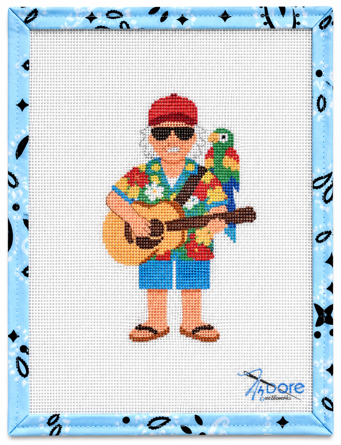 Bring tropical vibes to your stitching with this Jimmy Buffett-inspired needlepoint canvas by Moore Stitching — 18 mesh, approx. 3" x 5". Perfect for fans of island living and good music. Canvas only; threads not included.