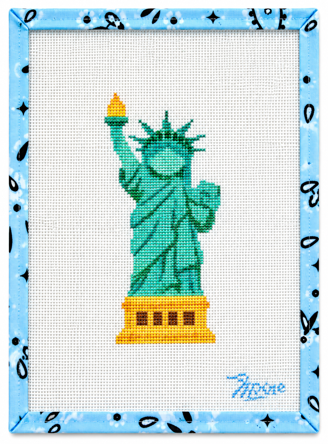 Stitch an American icon with the Liberty needlepoint canvas by Moore Stitching — 18 mesh, approx. 3" x 5". A patriotic and striking design for needlepoint enthusiasts. Canvas only; threads not included.