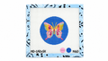 Shop Blue Butterfly by Nash & Daughters: a 4-inch round, stitch-printed needlepoint canvas on 18 mesh with a digital stitch guide. Threads not included.