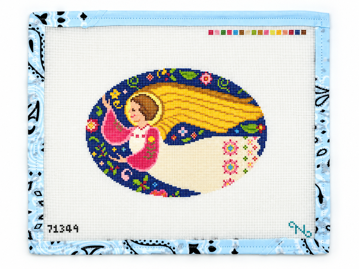 Stitch a charming folk art angel with this 18 mesh needlepoint canvas by NeedlePaint. 10.56 x 8.67" canvas with a 6.56 x 4.67" design. Shop now.