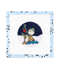 PEANUTS "A Charlie Brown Christmas" - Linus Kneeling wrapping blanket around tiny tree round