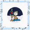 PEANUTS "A Charlie Brown Christmas" - Linus Kneeling wrapping blanket around tiny tree round