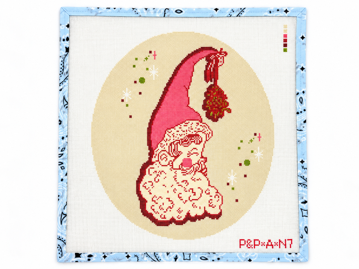 Stitch a festive Merry Kissmass Santa, an exclusive ArtxNikki collaboration on this StitchPerfect 13 mesh needlepoint canvas. Threads not included.