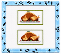 Set a charming Thanksgiving table with the Turkey Place Card needlepoint canvas by Pip and Roo — 18 mesh, approx. 4.5" x 3" stitched. Two place cards included per canvas. Canvas only; threads not included.