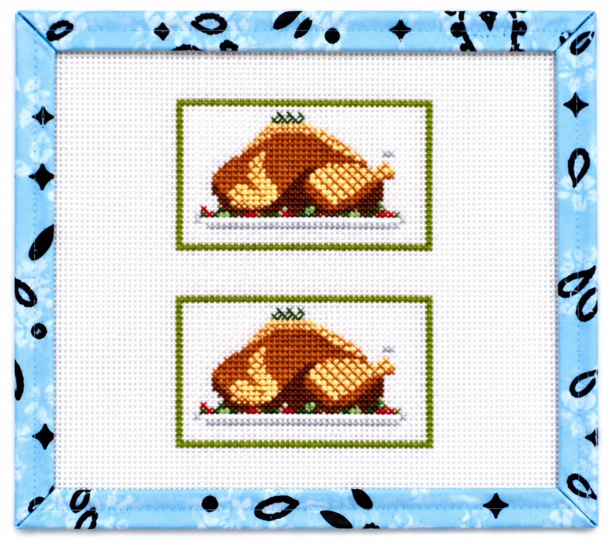 Set a charming Thanksgiving table with the Turkey Place Card needlepoint canvas by Pip and Roo — 18 mesh, approx. 4.5" x 3" stitched. Two place cards included per canvas. Canvas only; threads not included.