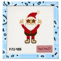 Hand-painted Influencer Santa needlepoint canvas by Poppy J Stitches. 18 mesh, 2.5x3.5" design. Threads not included. Shop premium Christmas canvases.