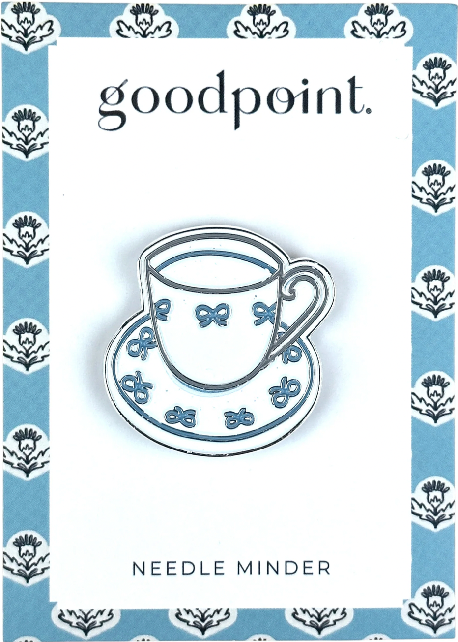  Keep your needle close with Good Point's Bow Cup and Saucer magnetic needleminder. Shop this needlepoint accessory at Fair Isle Needleworks.