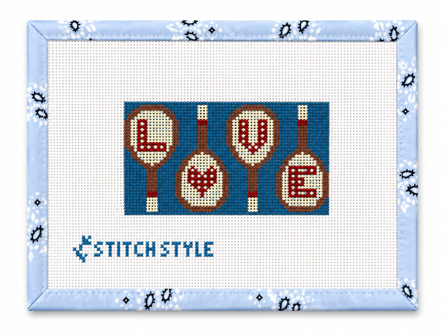 Stitch Style Tennis Racket Love Insert 13 mesh Needlepoint Canvas