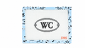 Shop Water Closet Oval by Stitching with Stacey, a 4.75" x 2.25" needlepoint canvas on 13 mesh. Unstitched; threads not included.