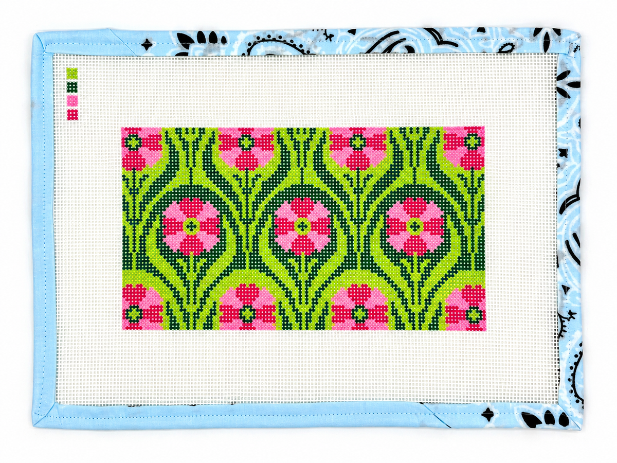 Stitch an elegant Art Nouveau daisy clutch insert with this 13 mesh needlepoint canvas by TEW Designs/Stitchtent. Approx. 4.5 x 8.25". Shop now.
