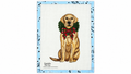 Stitch Danielle Murray's Holiday Golden Lab needlepoint canvas from The Painted Pony. 18 mesh, 3.5 x 6.5 inches. Threads not included.