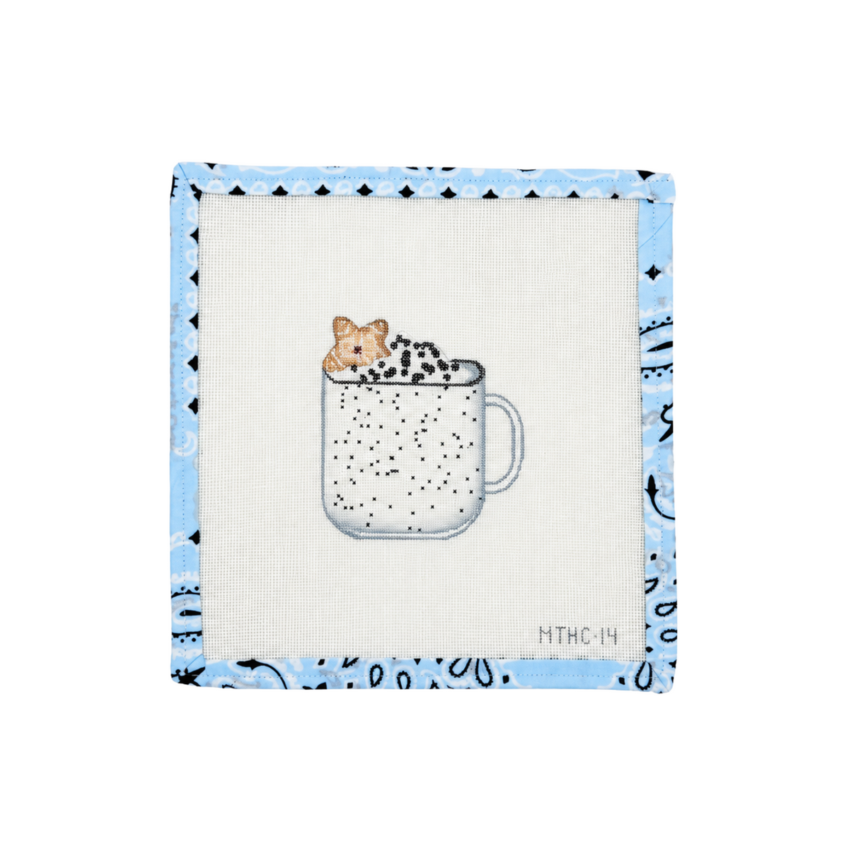 Stitch Star Cocoa by The Painted Pony, a cozy needlepoint canvas for a holiday ornament. Shop Fair Isle Needleworks. Threads not included.