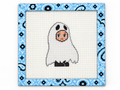 Shop the Kewpie Ghost needlepoint canvas at Fair Isle Needleworks, a 3 x 4-inch design on 18 mesh for Halloween stitching. Threads not included.