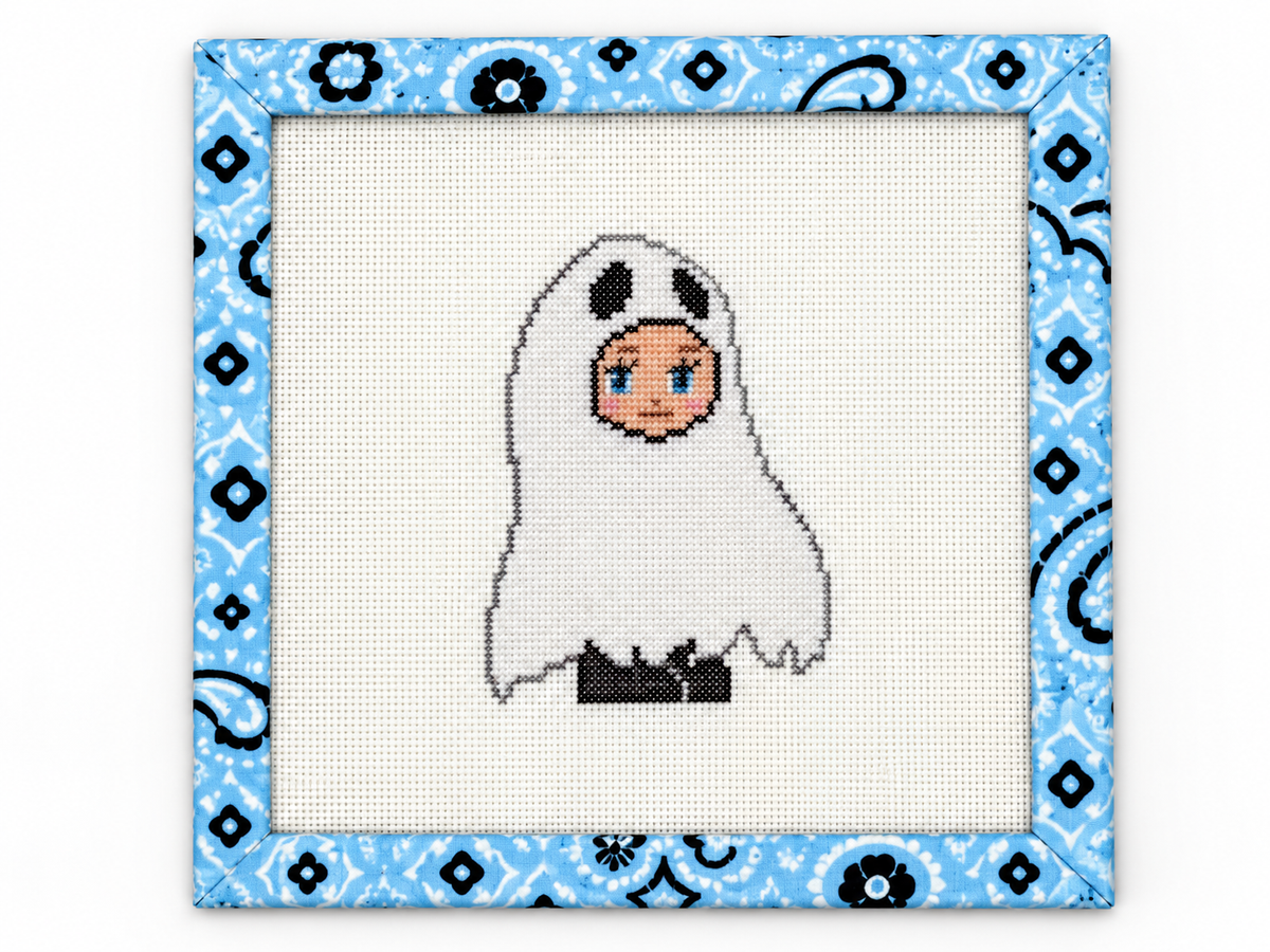 Shop the Kewpie Ghost needlepoint canvas at Fair Isle Needleworks, a 3 x 4-inch design on 18 mesh for Halloween stitching. Threads not included.