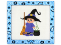 Shop the Kewpie Witch needlepoint canvas at Fair Isle Needleworks, a 3 x 4-inch design on 18 mesh for Halloween stitching. Threads not included.