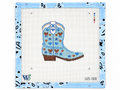 Baby blue cowboy boot needlepoint canvas by Wipstitch on 18 mesh, about 4" x 4". Canvas only; threads sold separately.