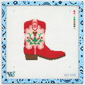 Stitch Wipstitch's Snowdrop Cowboy Boot needlepoint canvas, StitchPerfect printed on 18 mesh with a 4 x 4 inch design. Threads sold separately.