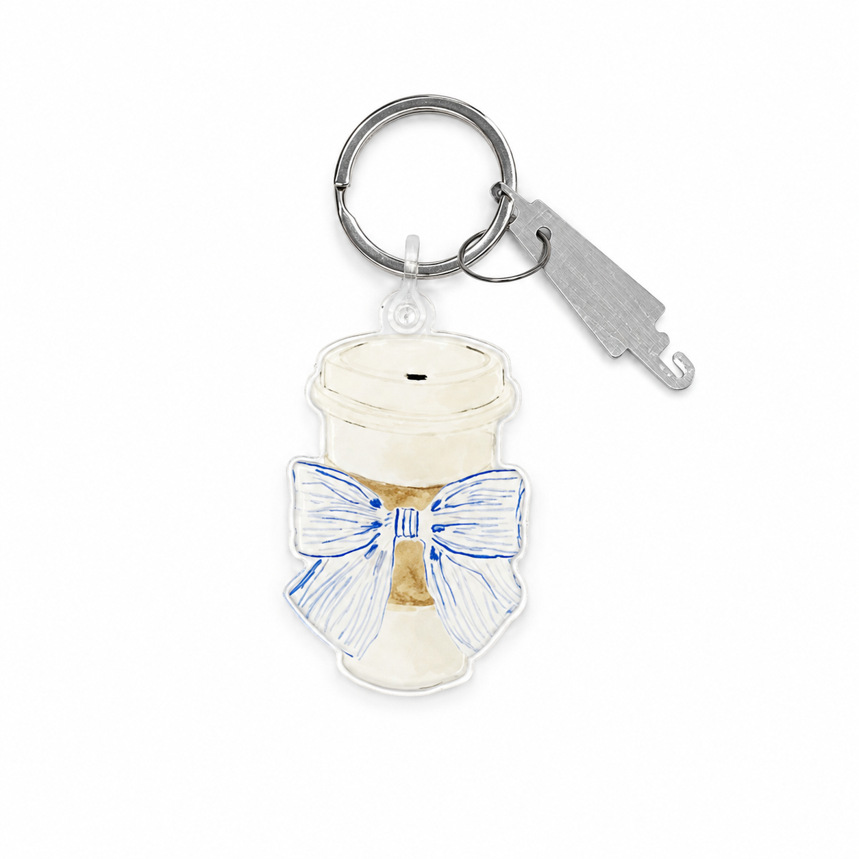 Coffee Cup with Bow and Threader Keychain